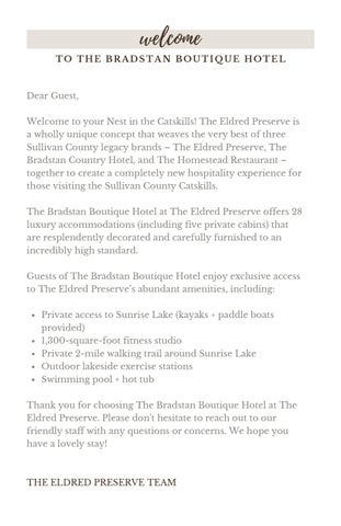 The Bradstan Boutique Hotel Guest Directory