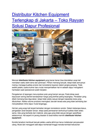 Distributor Kitchen Equipment Terlengkap di Jakarta – Toko Rayyan Solusi Dapur Profesional