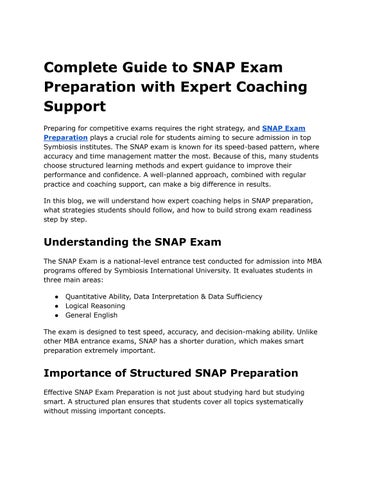 SNAP Exam Preparation Strategy for 2026 Aspirants by believeinu01 - Issuu