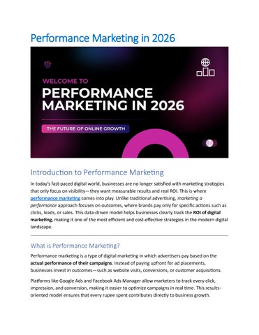 Performance Marketing in 2026