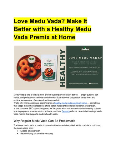 _healthy medu vada premix at home