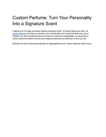 Custom Perfume_ Turn Your Personality Into a Signature Scent