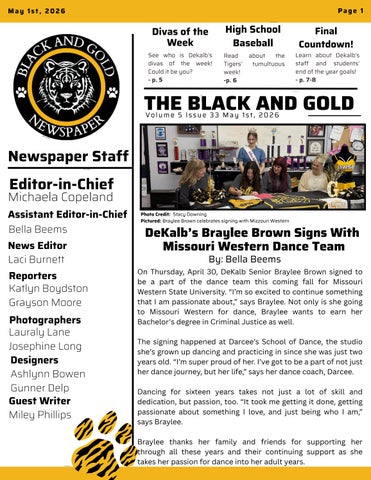 The Black and Gold Volume 5 Issue 33 May 1st, 2026