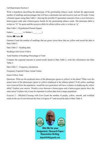 Lab Reportname Section 4 Write a hypothesis describing the p