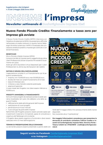 newsletter n.15 - 2 maggio 2026