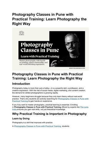 Photography Classes in Pune with Practical Training