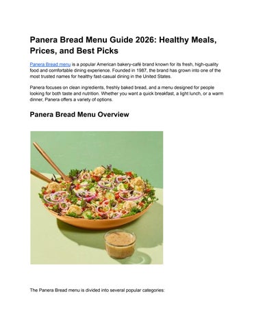 Panera Bread Menu Guide 2026: Healthy Meals, Prices, and Best Picks