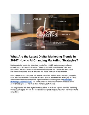What Are the Latest Digital Marketing Trends in 2026? How Is AI Changing Marketing Strategies?