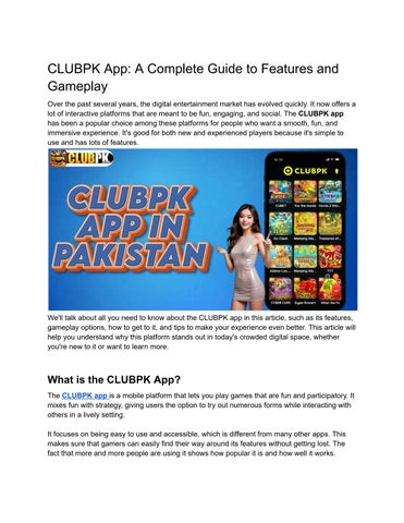 CLUBPK App A Complete Guide to Features and Gameplay
