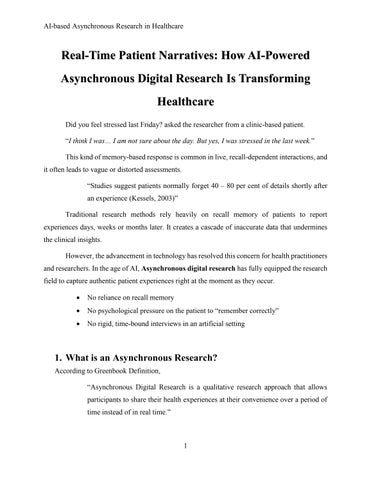 AI based Asynchronous Research at Terapage_ Real time Patient Narratives 