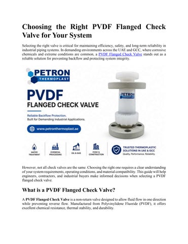 Choosing the Right PVDF Flanged Check Valve for Your System