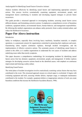 Analysisguide For Identifying Causal Factors Corrective Acti by Dr Jack ...