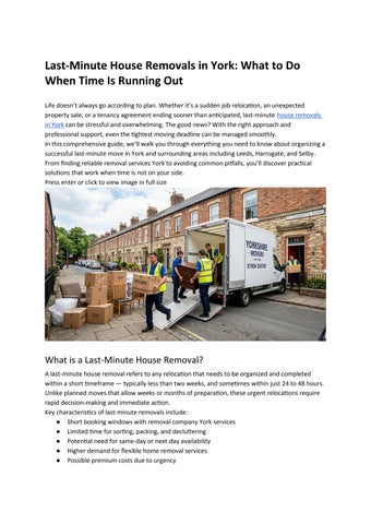 Last-Minute House Removals in York_ What to Do When Time Is Running Out