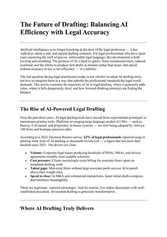The Future of Drafting: Balancing AI Efficiency with Legal Accuracy