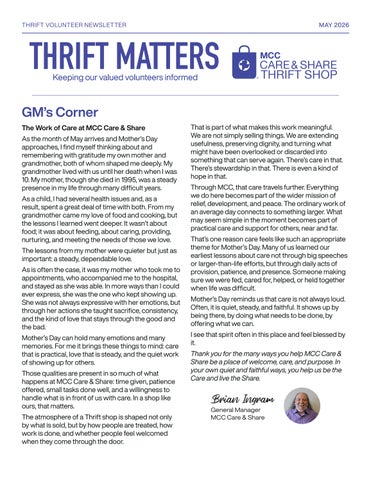 May 2026 Volunteer Newsletter Stouffville