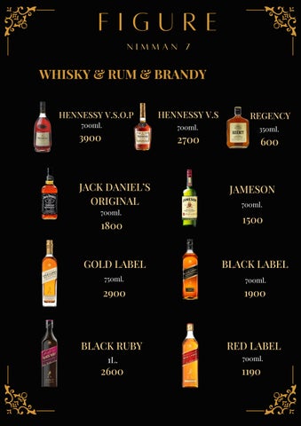 Black Gold Vintage Bar Menu