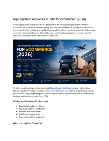 Top 5 Ecommerce Logistics Companies in India