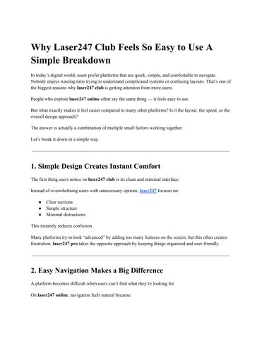 Why Laser247 Club Feels So Easy to Use A Simple Breakdown