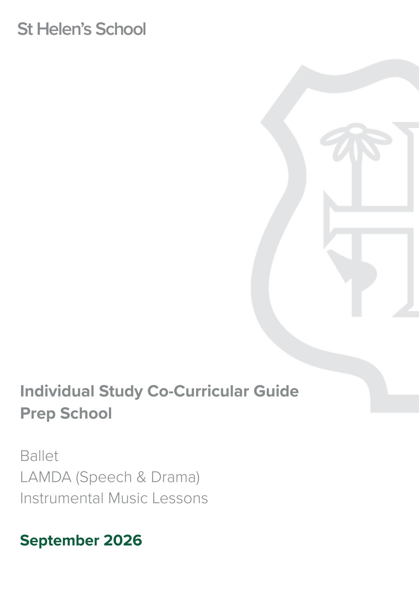 Individual Study Co-Curricular Guide - Prep School 2026 by St Helen's ...
