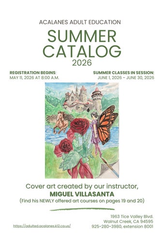Acalanes Adult Education Summer 2026 Course Catalog