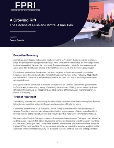 A Growing Rift: The Decline of Russian-Central Asian Ties