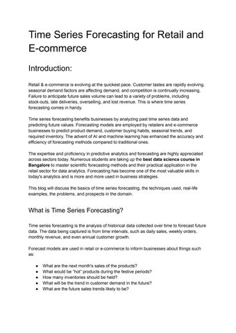 Time Series Forecasting for Retail and E-commerce