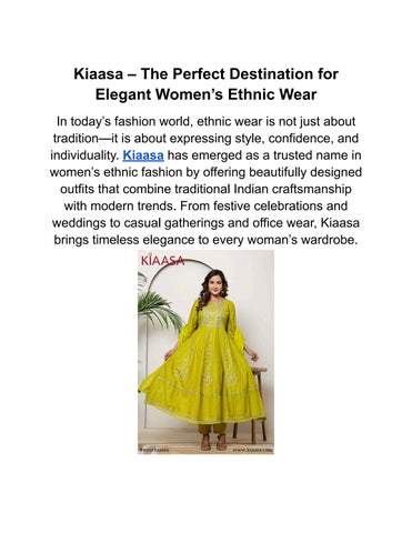 Kiaasa – Redefining Modern Ethnic Fashion for Women