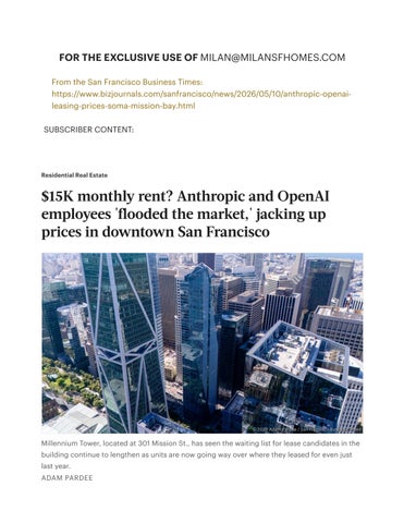 OpenAI, Anthropic workers fuel S.F. rental market surge downtown - San Francisco Business Times