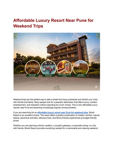 Affordable Luxury Resort Near Pune for Weekend Trips