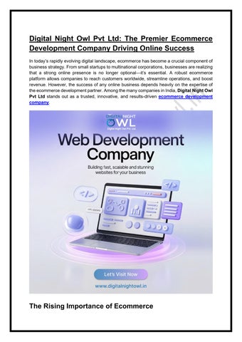 Digital Night Owl Pvt Ltd_ The Premier Ecommerce Development Company Driving Online Success