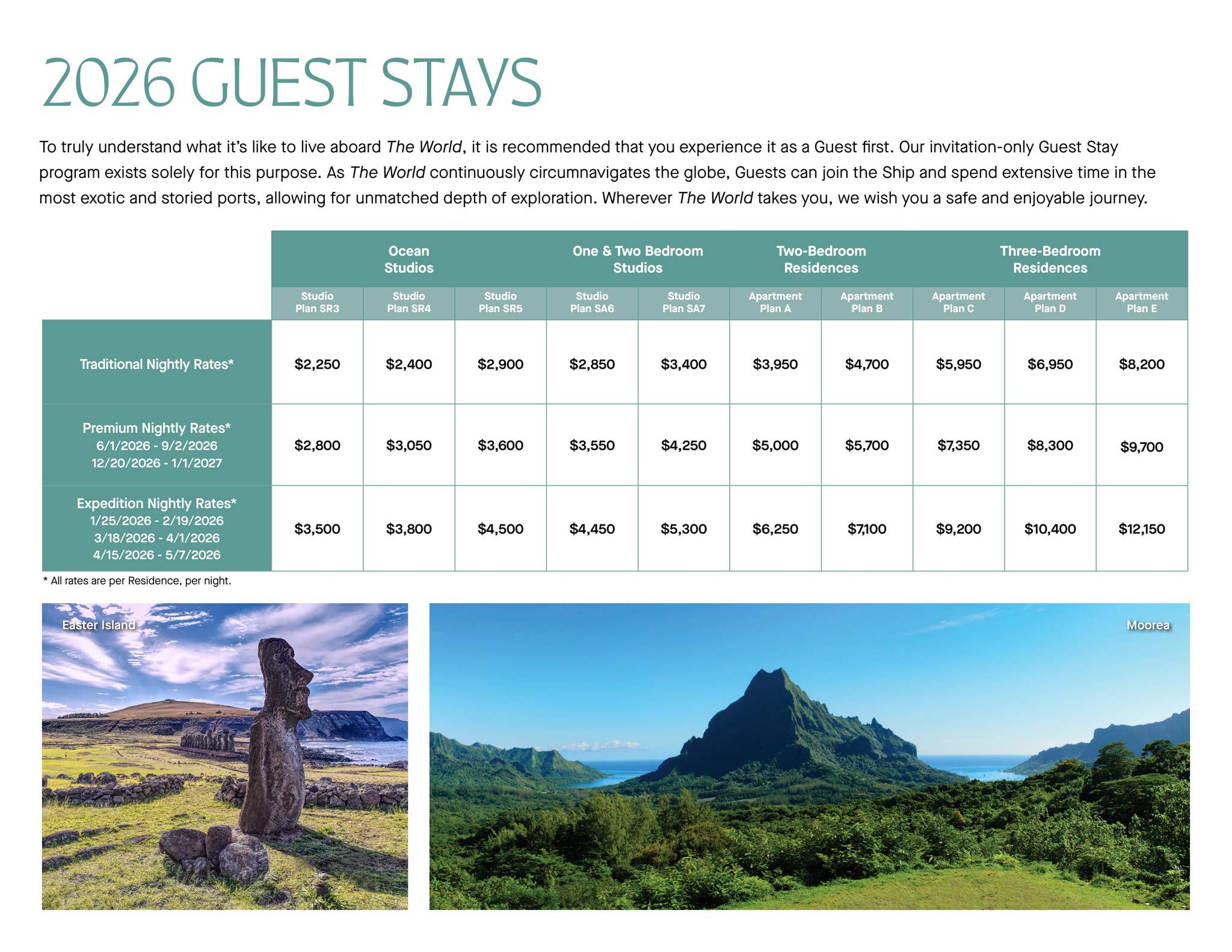 2026 Guest Stay Rate Sheet by The World - Issuu