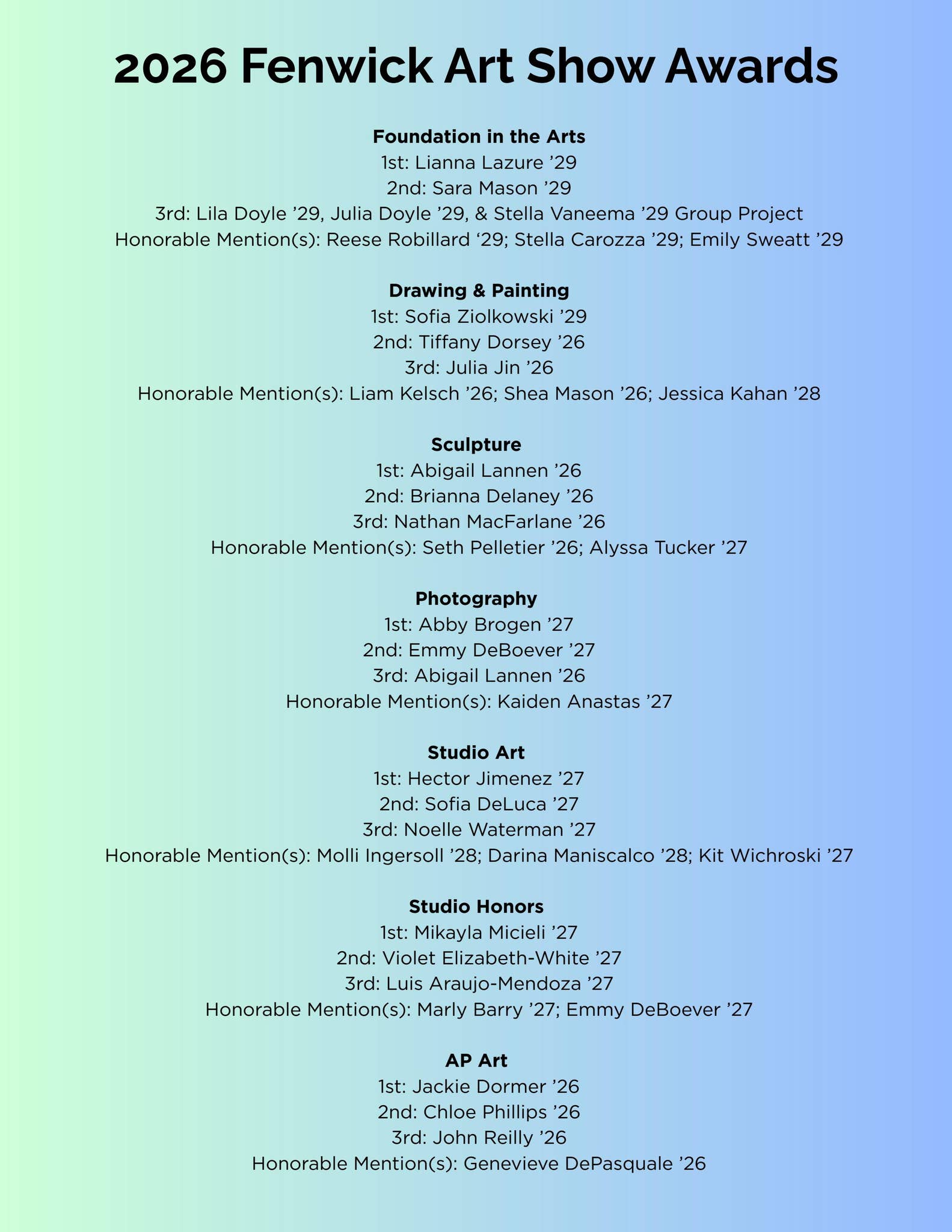 2026 Art Show Award Winners by Bishop Fenwick High School - Issuu