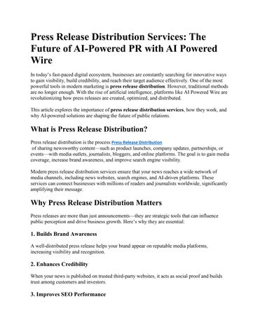 Press Release Distribution Services