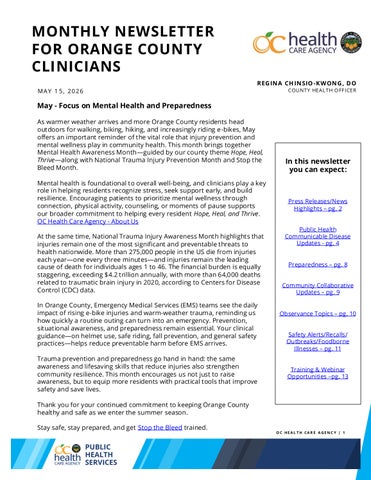Health Officer Newsletter - May 2026 