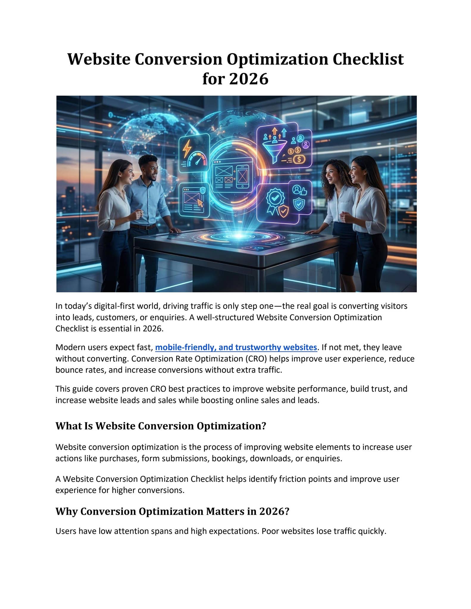Website Conversion Optimization Checklist for 2026 by Carney ...