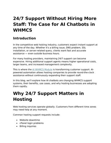 247 Support Without Hiring More Staff The Case for AI Chatbots in WHMCS