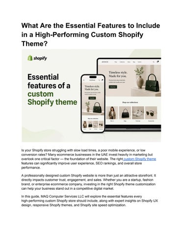 How a Custom Shopify Theme Can Change Your UAE Ecommerce Store