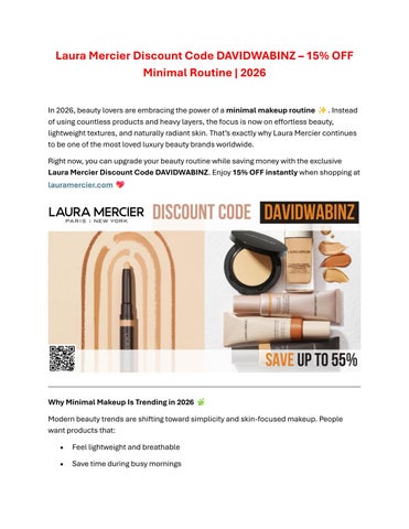 Laura Mercier Discount Code DAVIDWABINZ – 15% OFF Minimal Routine 2026