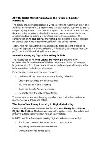 AI with Digital Marketing in 2026 by hanidigitalmarketer - Issuu