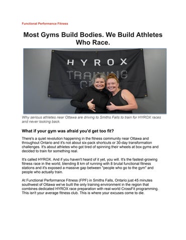 Most Gyms Build Bodies. We Build Athletes Who Race.