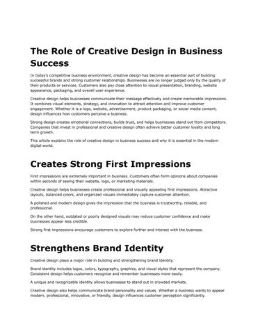 The Role of Creative Design in Business Success