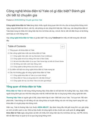 Công nghệ khóa điện tử Yale có gì đặc biệt? Đánh giá chi tiết từ chuyên gia
