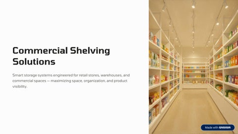 Hubs Engineering 家具目录 · 商用 层架 Solutions for Organized 零售 and 仓库 收纳 第 1 页