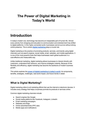 The Power of Digital Marketing in Today’s World