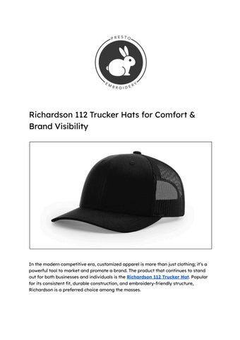 Richardson 112 Trucker Hats for Comfort & Brand Visibility