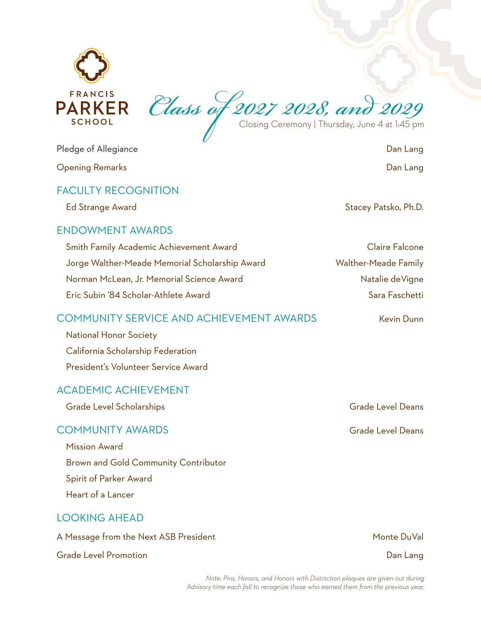 Closing Ceremony Program 2026 by Francis Parker School - Issuu