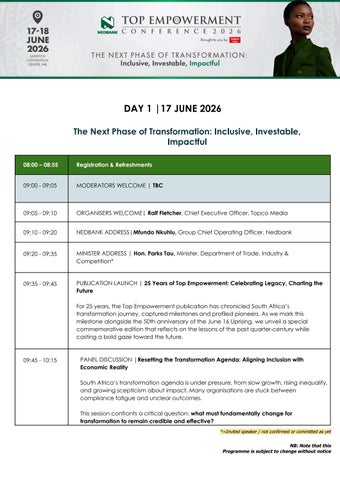 NEDBANK TOP EMPOWERMENT 2026 DRAFT PROGRAMME  