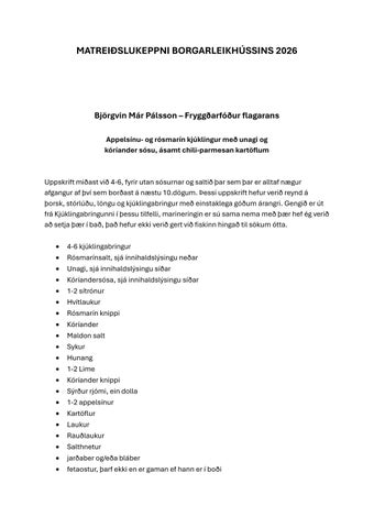 Matreiðslukeppni Borgarleikhússins 2026