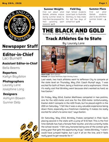The Black and Gold Volume 5 Issue 37 May 28nd, 2026