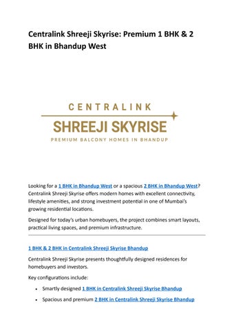 Centralink Shreeji Skyrise – Premium 1 & 2 BHK Homes in Bhandup West Mumbai